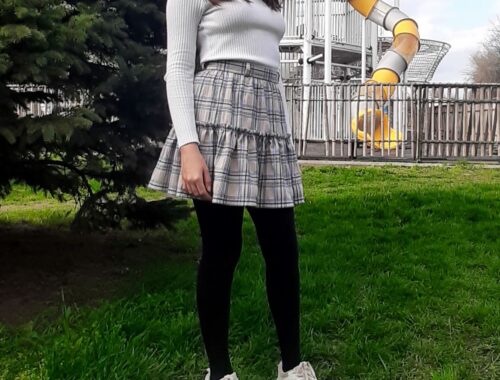 Короткая юбка в клетку по индивидуальному заказу.